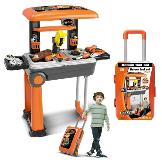 Delux Tool Set/Premium Tool Set Construction Role Play Toys with Extended Handle Carrying Case & Accessories/Delux Little Luggage Tool Set for 3+ Years Girls and Boys.
