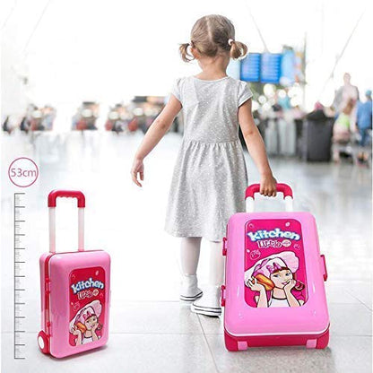 Little Chef 3-in-1 Kitchen Toy Set – Pretend Cooking Play Kit with Trolley Suitcase, Lights & Sounds for Kids