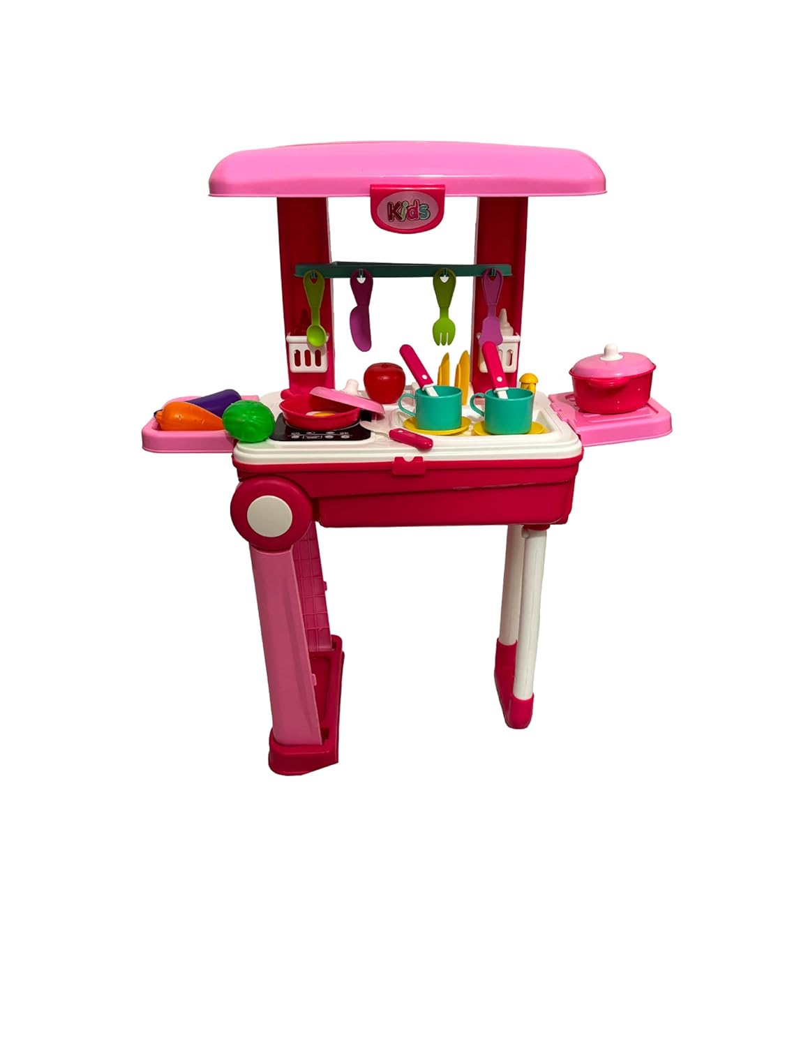 Little Chef 3-in-1 Kitchen Toy Set – Pretend Cooking Play Kit with Trolley Suitcase, Lights & Sounds for Kids
