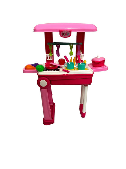Little Chef 3-in-1 Kitchen Toy Set – Pretend Cooking Play Kit with Trolley Suitcase, Lights & Sounds for Kids